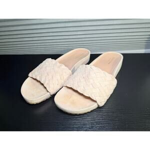 Cole Haan Grandseries Slide Sandals Woven Suede Nude Beige Slides Women’s 9B